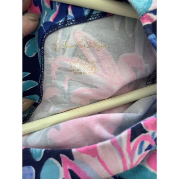 Lilly Pulitzer XS  Women Cotton Top Tee Floral Keyhole 3/4 Sleeve Preppy Resort - Picture 4 of 5